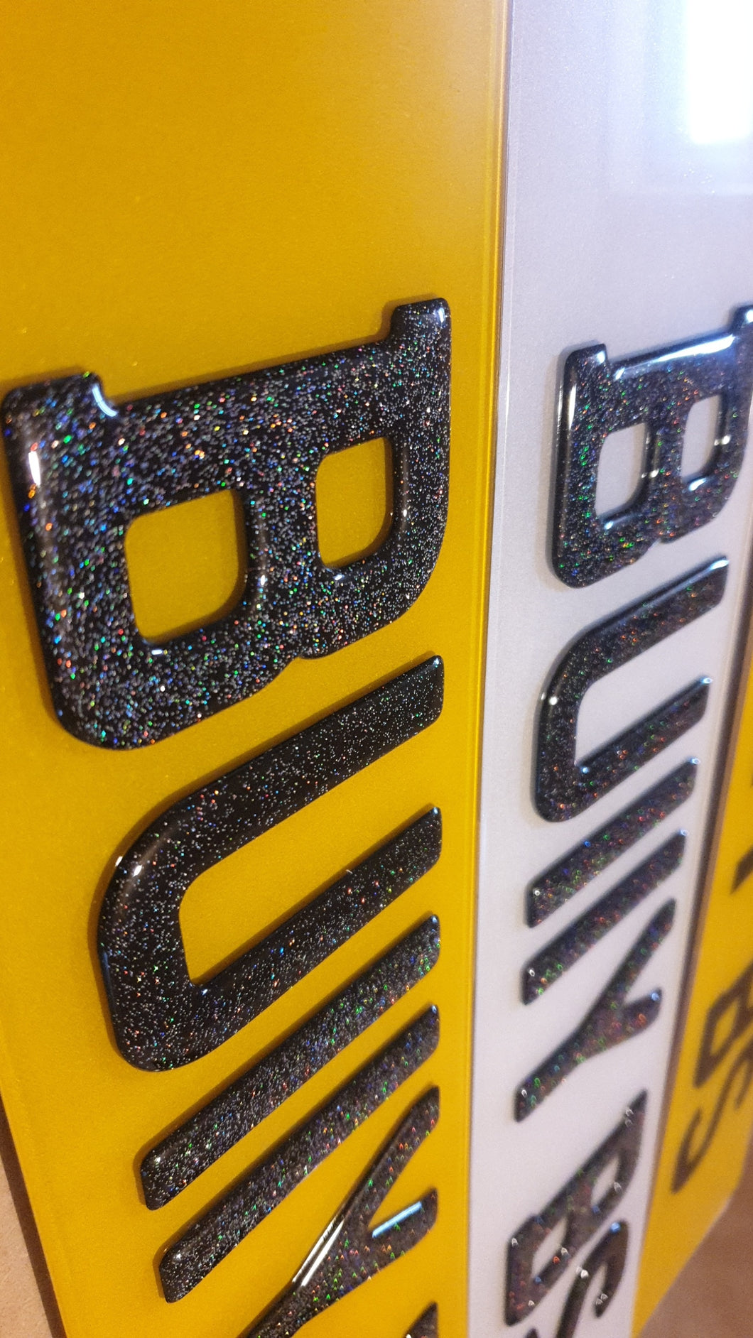 3D Glitter Number Plates